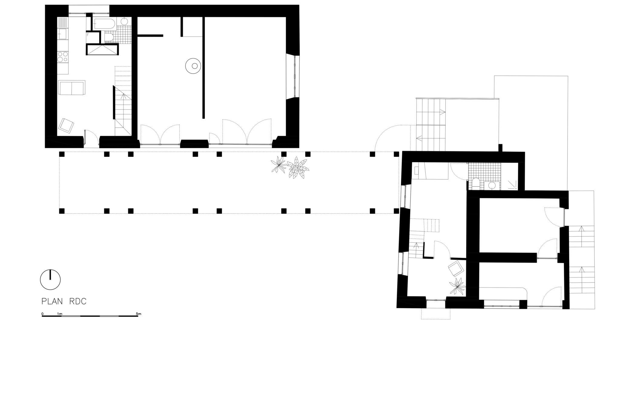 Extension d'une maison dans une grange