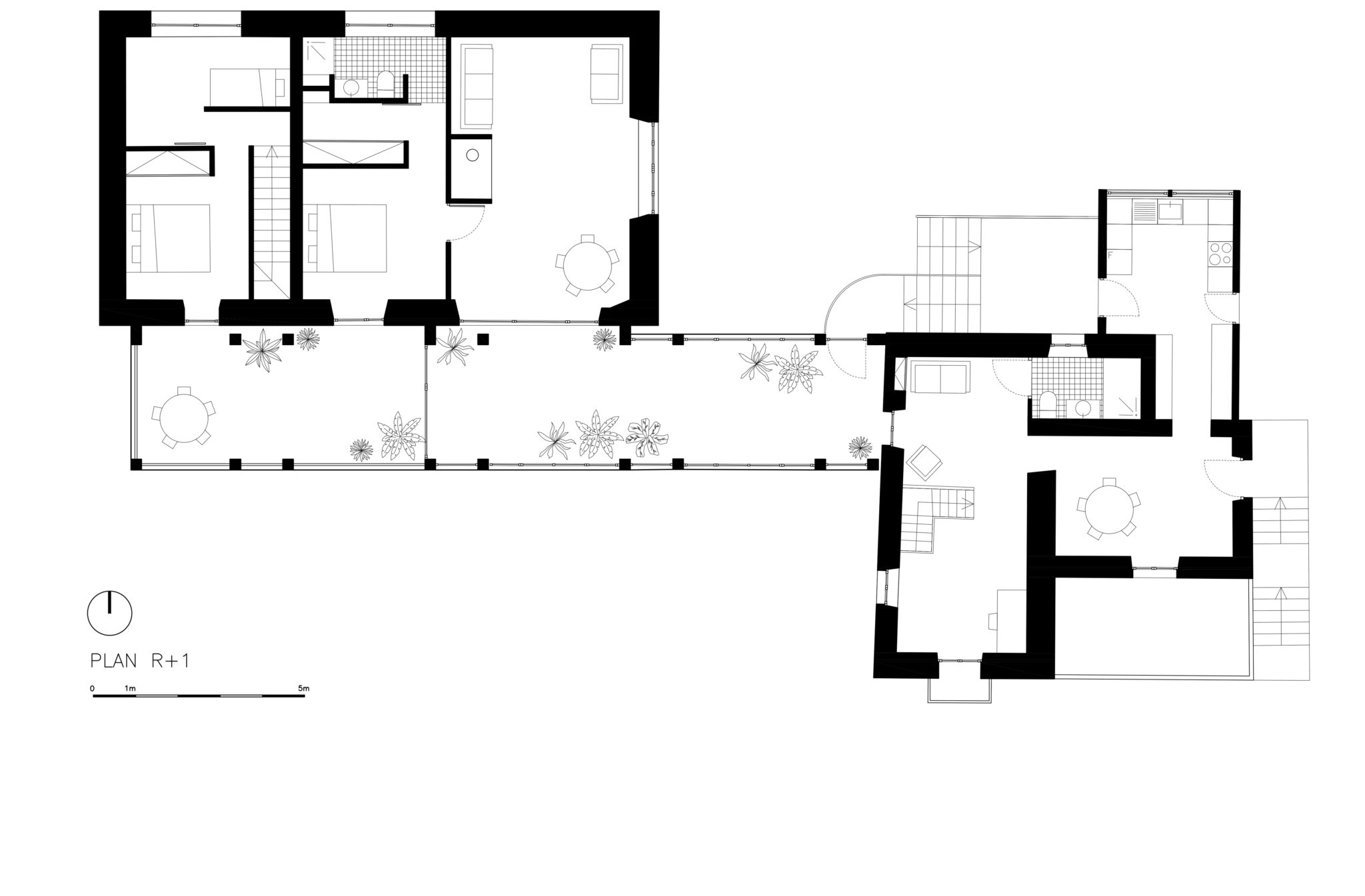Extension d'une maison dans une grange
