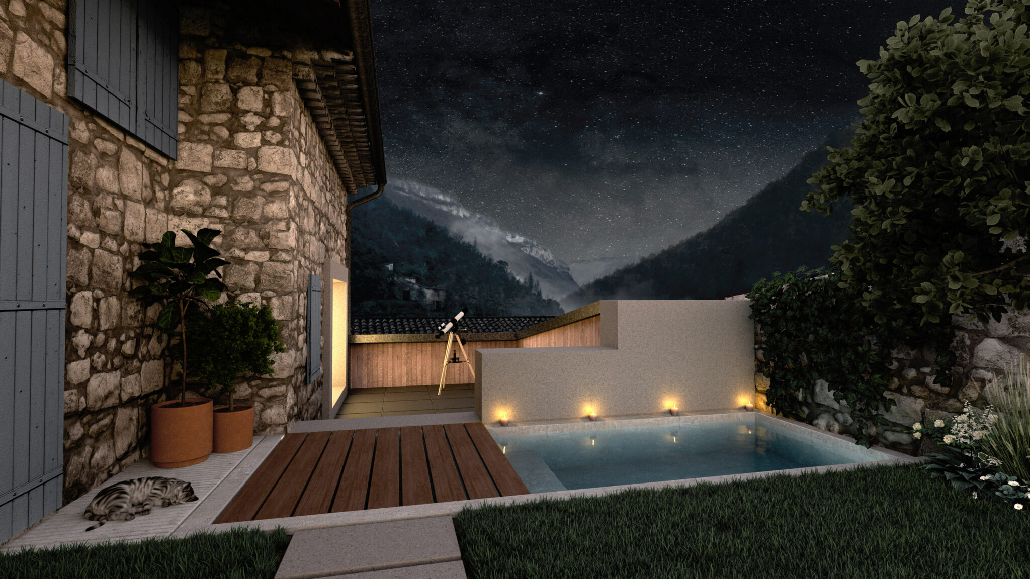 Rénovation d'une maison de village et création d'une terrasse tropézienne